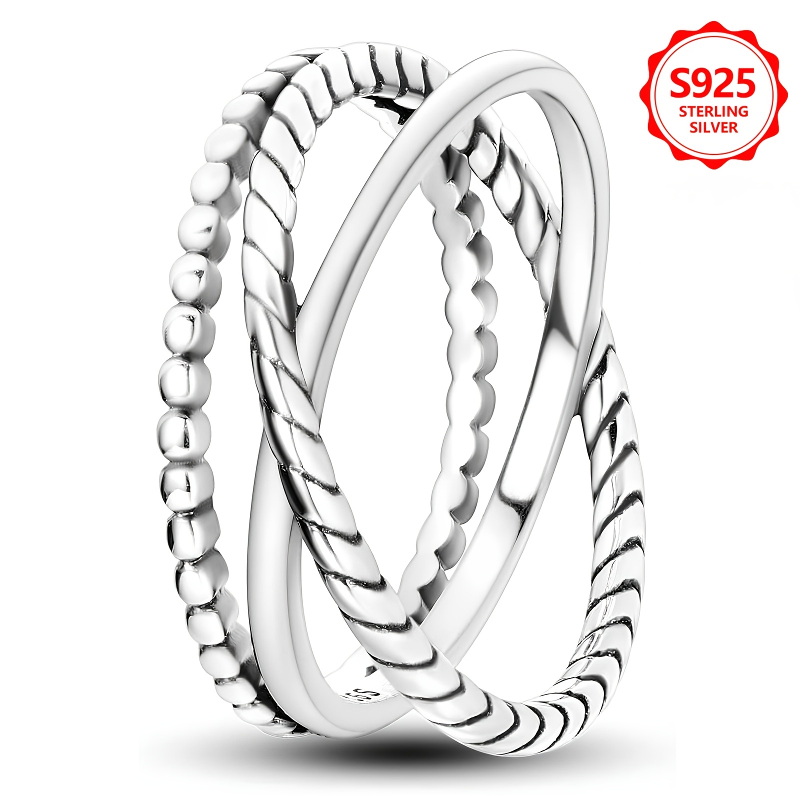 Women's Vintage Punk S925 Silver Twisted Braid Ring, Elegant